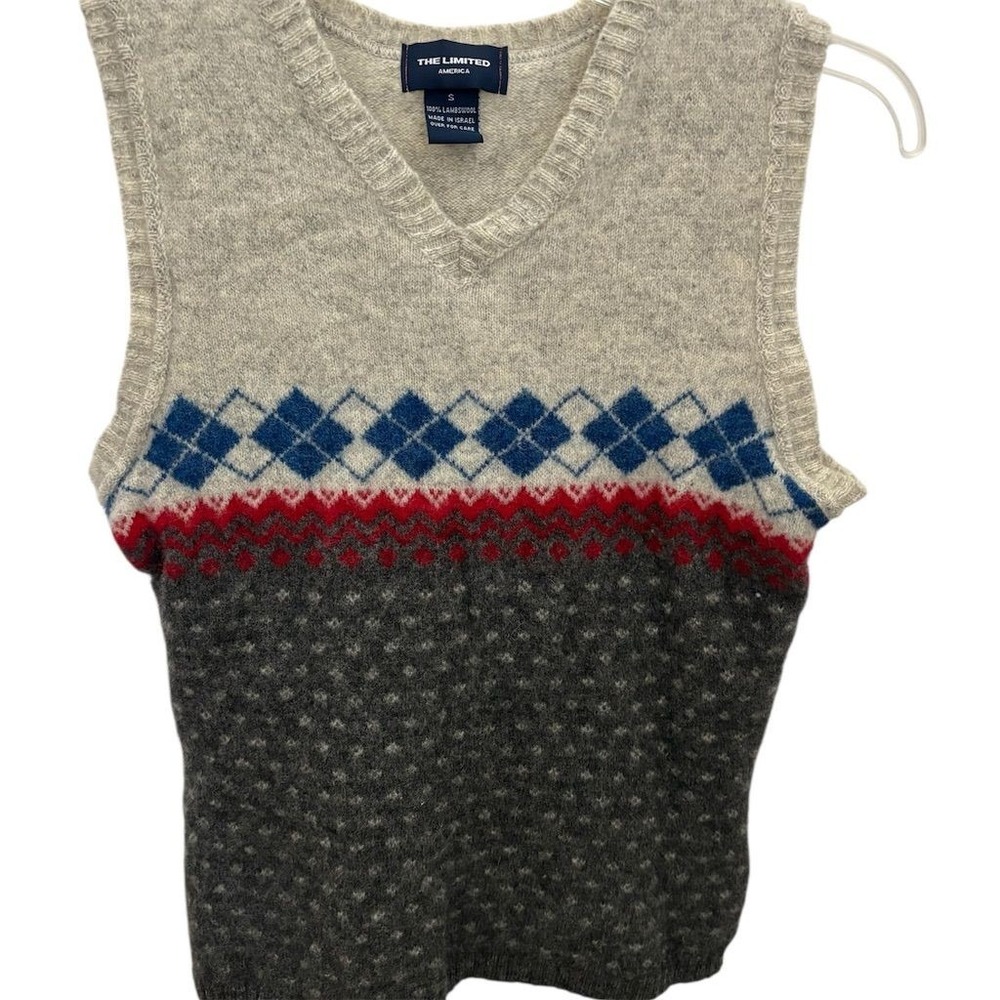 The Limited unisex Vintage lambswool‎ Argyle Sweater Vest Multicolor Size S